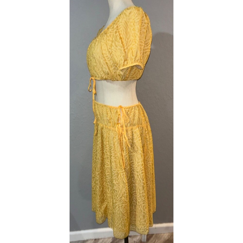 Reformation Valeria Women's Puff Sleeve Crop Top & Midi Skirt Set Size 8 NWT - Picture 5 of 11